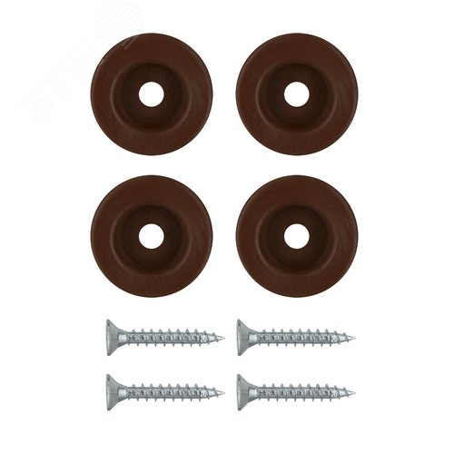 Накладка для мебельных ножек D25мм H7мм пластиковая коричневая (4 шт.) - фото 1