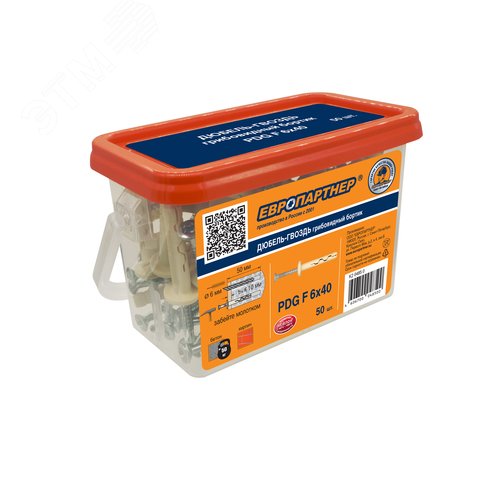 Изображение товара Дюбель-гвоздь 6х60 нейлон грибовидный бортик (30 шт) (упак)