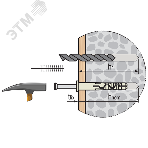 Дюбель-гвоздь 6х40 нейлон цилиндрический бортик (100 шт) - фото 3