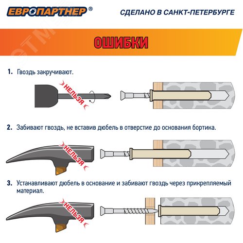 Дюбель-гвоздь 6х60 нейлон потайной бортик (100 шт) - фото 10