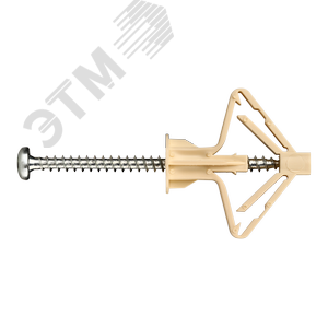 Изображение товара Дюбель для гипсокартона бабочка 10х50 нейлон с шурупом 4х60 (10 шт) (упак)