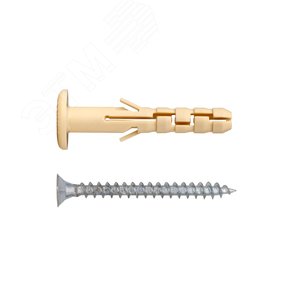 Изображение товара Дюбель распорный 6х40 с широким фланцем нейлон c шурупом 4х40 (20 шт) (упак)