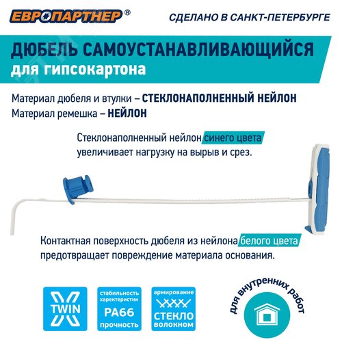 Дюбель для гипсокартона усиленный 10х40 нейлон с шурупом 4х60 (50 шт) - фото 10