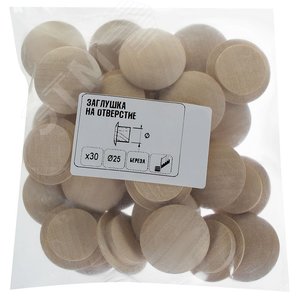 Изображение товара Заглушка на отверстие D25 береза (30 шт.) (упак)