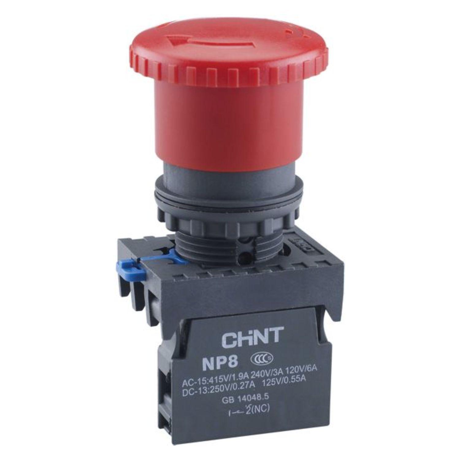 Кнопка Грибок  40мм NP8-01ZS/14 с фиксацией, красная, 1НЗ, IP65 (R)