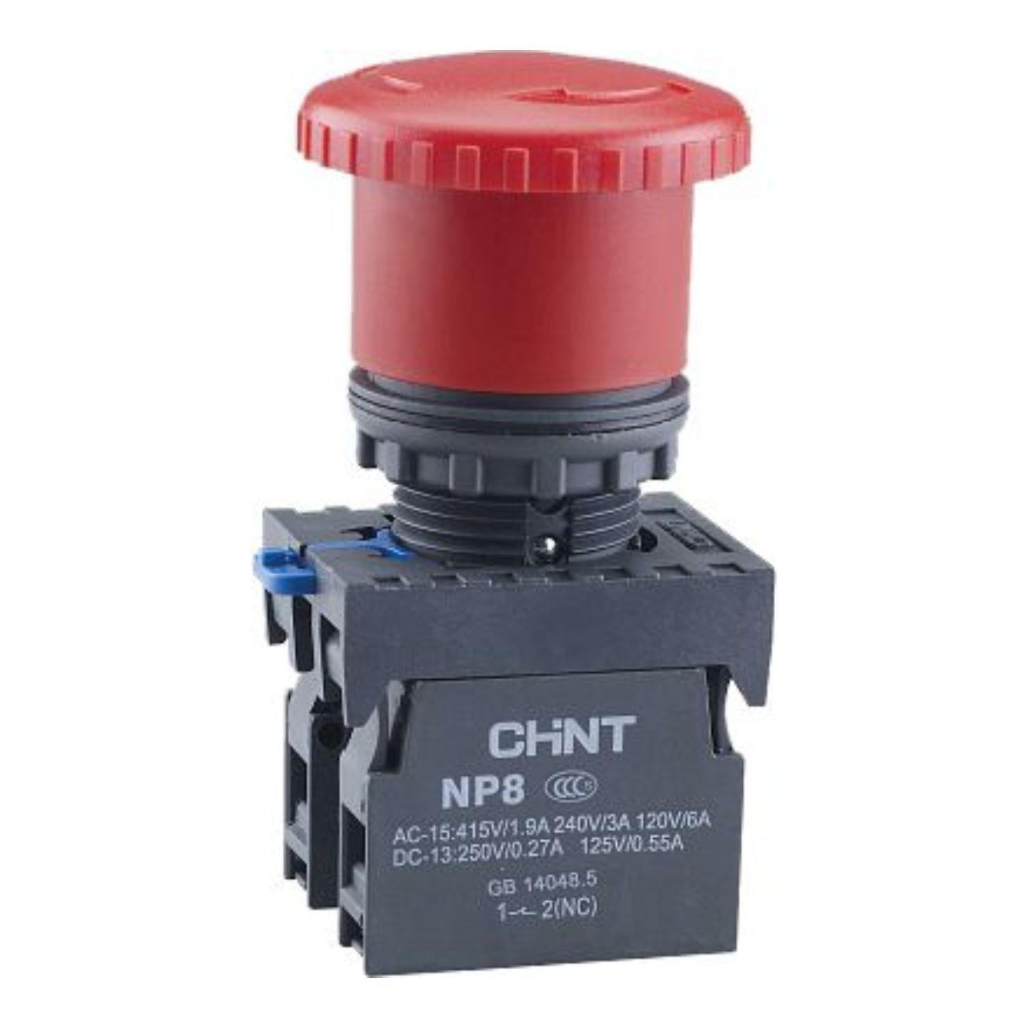 Кнопка Грибок  40мм NP8-11ZS/14 с фиксацией, красная, 1НО+1НЗ, IP65 (R)