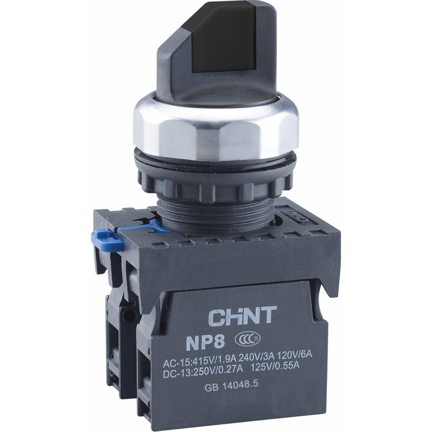 Переключатель без подсветки NP8-20X/312, 3 положения с фиксацией, черный, 2НО, IP65 (R)