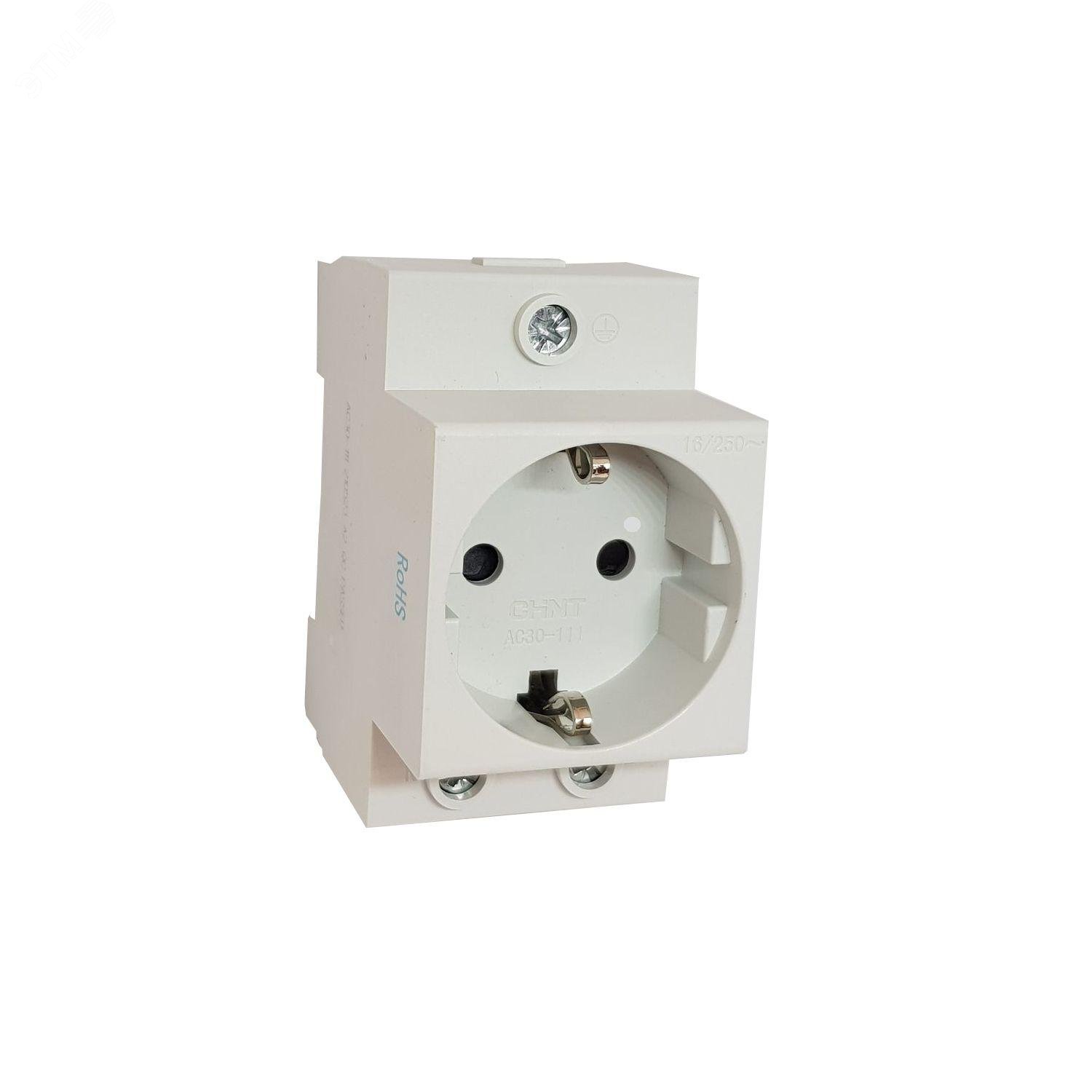 Изображение товара Розетка с заземляющим контактом AC30-111 на DIN-рейку CHINT