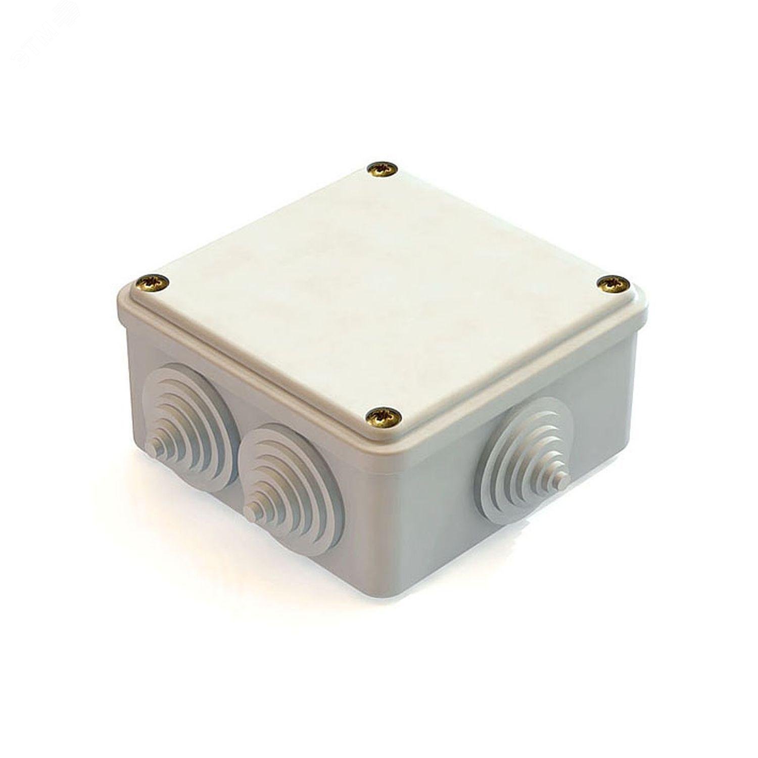 Изображение товара Коробка распаячная для наружного монтажа 100х100х50 мм, с гермовводами 6 вх., IP44 (шт)