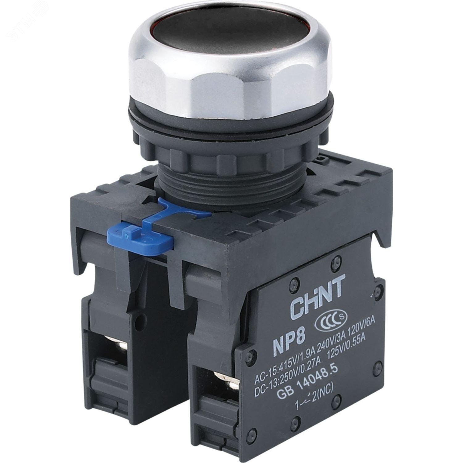 Изображение товара Кнопка NP8-11BN/2 без подсветки, самовозврат, IP65, 1НО+1НЗ, Китай