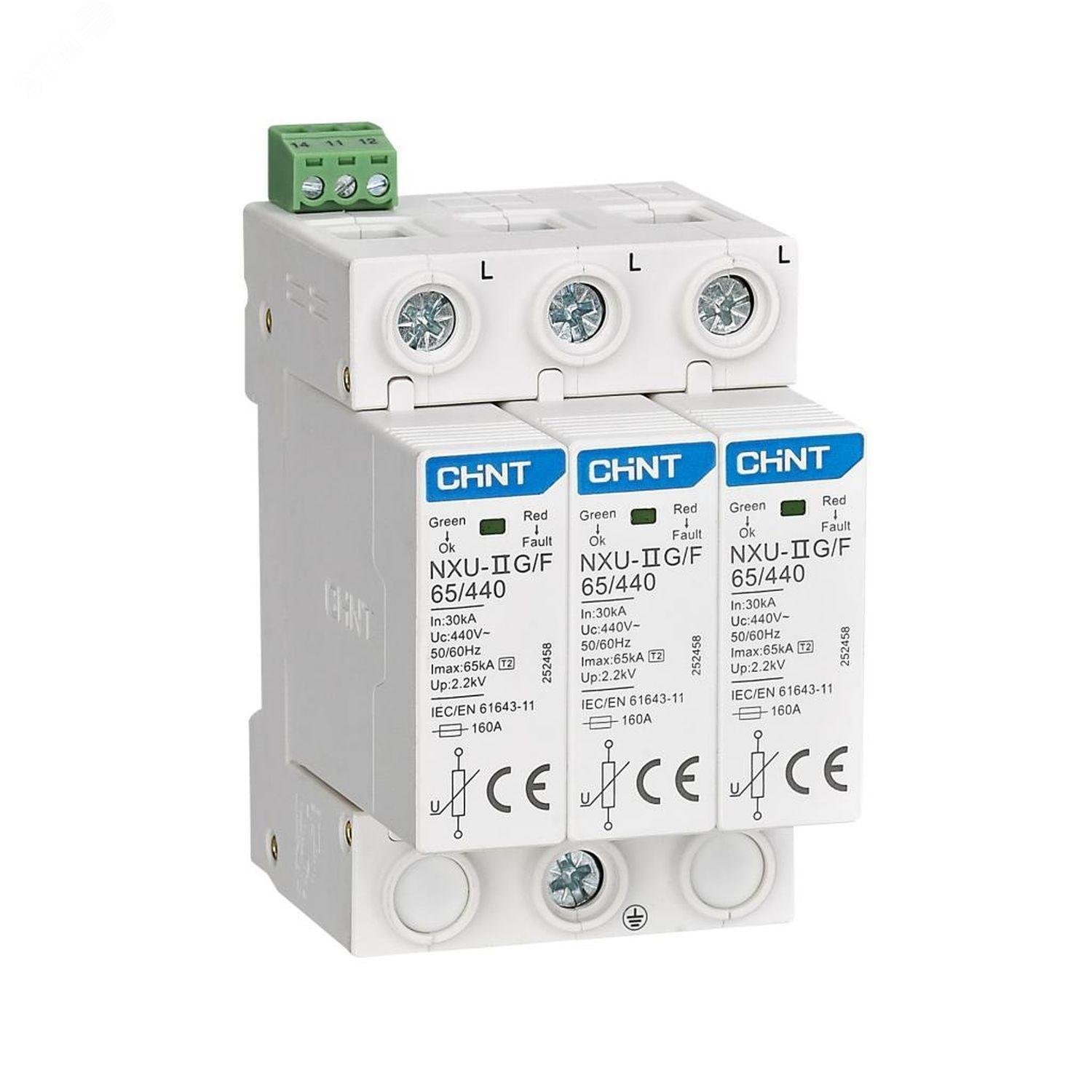 Изображение товара Ограничитель импульсных перенапряжений NXU-IIG/F 3P 25кА 440В CHINT