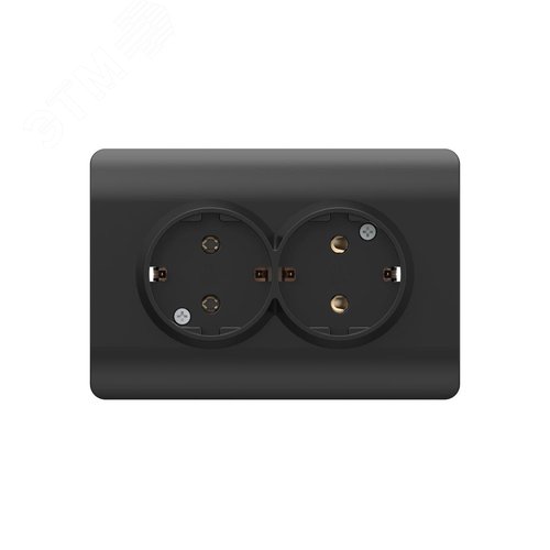 Изображение товара Розетка с/з со шторками двойная, 16А (NEW3-E), черный (шт)