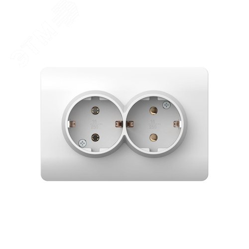 Изображение товара Розетка с/з со шторками двойная, 16А (NEW3-E), белый (шт)