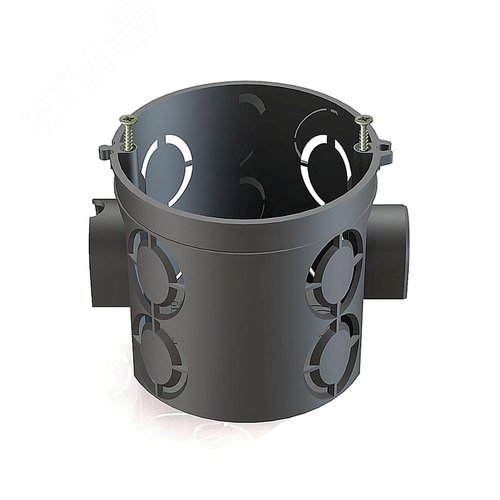 Изображение товара Коробка установочная D68x62мм для скрытого монтажа в кирпичных стенах с саморезами чёрная (шт)