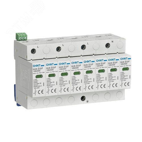 Изображение товара Ограничитель импульсного перенапряжения NU6-IIG 4P In=40кА Uc=440В Im=100кА (R) (шт)