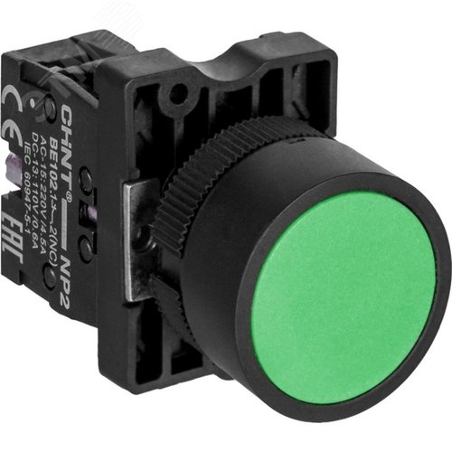 Изображение товара Кнопка управления NP2-EA35 без подсветки зеленая 1НО+1НЗ, IP40 (R) (шт)