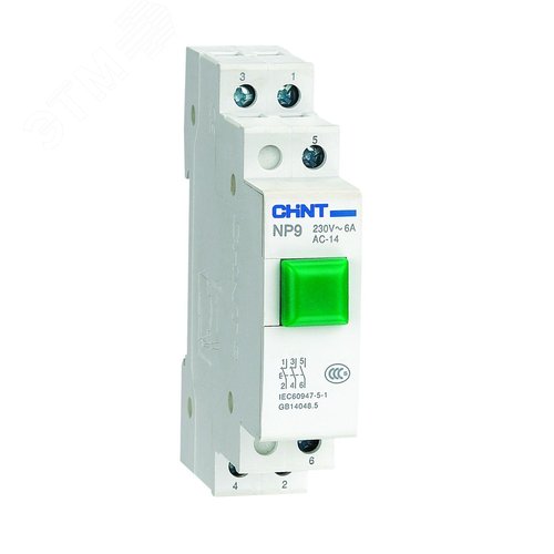 Изображение товара Кнопка модульная NP9-10/1 без подсветки, 1НО, зеленая (R) (шт)