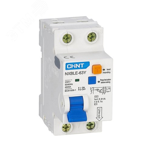 Изображение товара Автомат дифференциальный NXBLE-63Y 1P+N 20А 30мА электронный тип AC характеристика C 4,5кА (R) (шт)