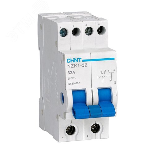 Изображение товара Переключатель модульный NZK1-32 2P 32А 3 положения (R) (шт)