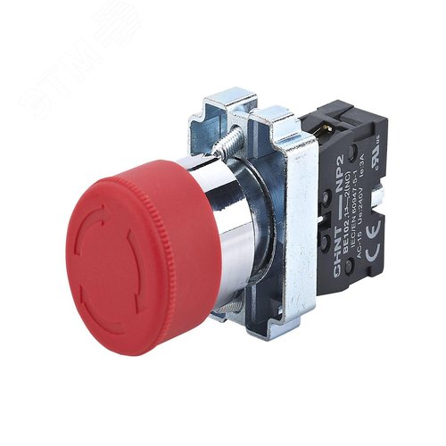 Изображение товара Кнопка управления Грибок 40мм фиксацией NP2-BS542 без подсветки красная 1НЗ, IP40 (R) (шт)