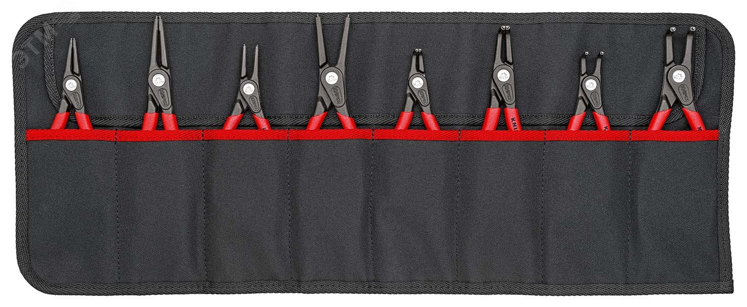 Изображение товара Набор щипцов прецизионных для внутренних и внешних стопорных колец чехол-скрутка из полиэстера 8 предметов щипцы 48 11 J1 48 11 J2 48 21 J11 48 21 J21 49 11 A1 49 11 A2 49 21 A11 49 21 A21 (шт)