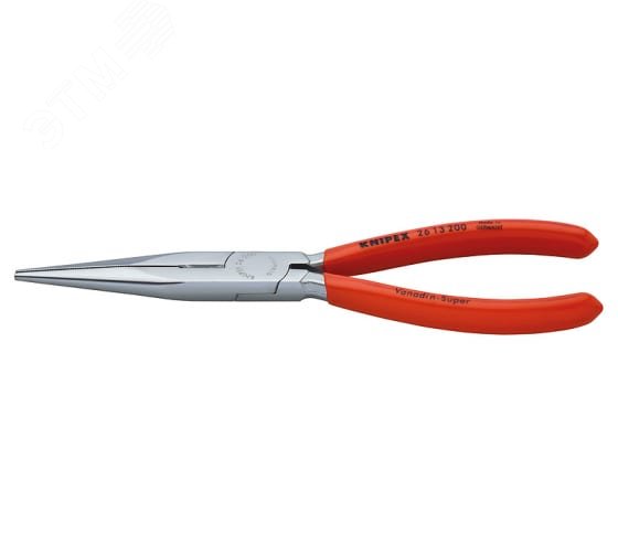 Изображение товара Длинногубцы с режущими кромками полукруглые прямые губки резка - проволока средней твердости 32мм твердая проволока 22мм L=200мм хромированные обливные рукоятки (шт)