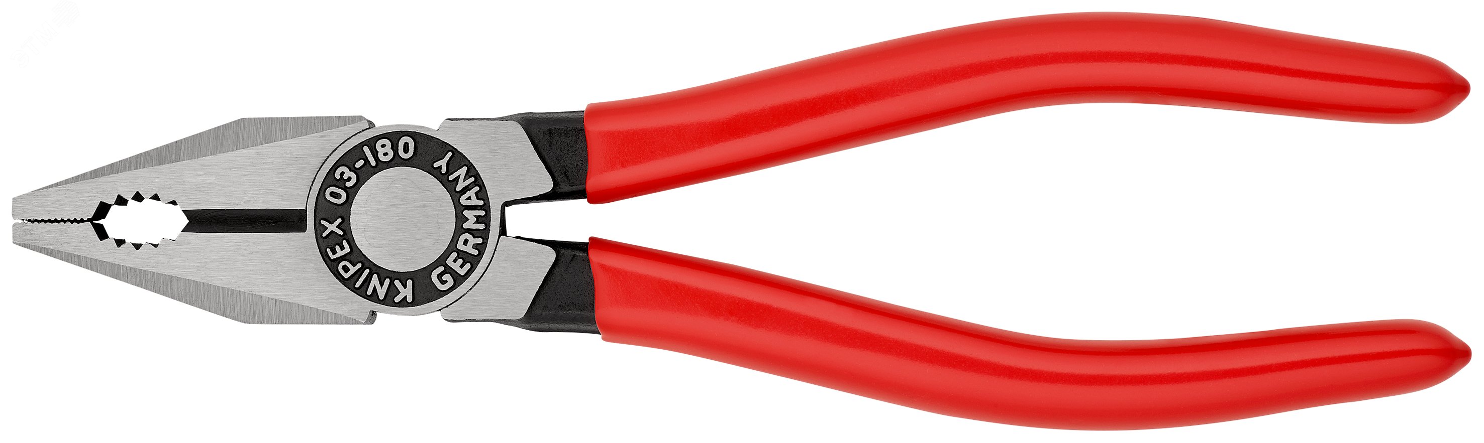 Плоскогубцы комбинированные резка - проволока средней твердости 34мм твердая проволока 22мм кабель 12мм (16мм) L=180мм обливные рукоятки блистер цвет черный KN-0301180SB KNIPEX - превью 3