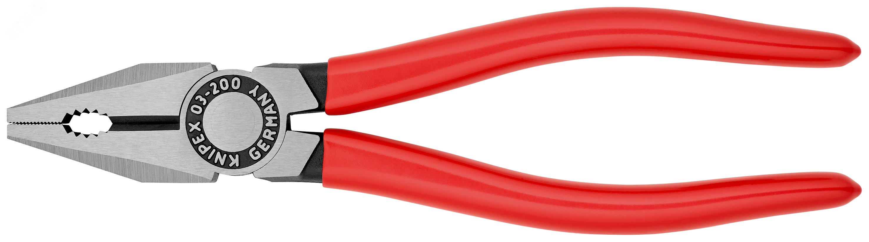 Плоскогубцы комбинированные резка - проволока средней твердости 38мм твердая проволока 25мм кабель 13мм (16мм) L=200мм обливные рукоятки блистер цвет черный KN-0301200SB KNIPEX - превью 3