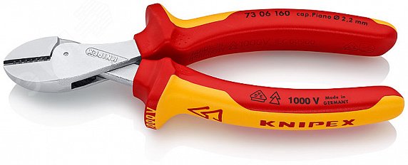 Изображение товара Бокорезы компактные X-CUT VDE 1000V резка - мягкая проволока 48мм проволока средней твердости 38мм твердая проволока 27мм рояльная струна (HRC 59) 22мм L=160мм диэлкектрические хромированные двухкомпонентные рукоятки (шт)