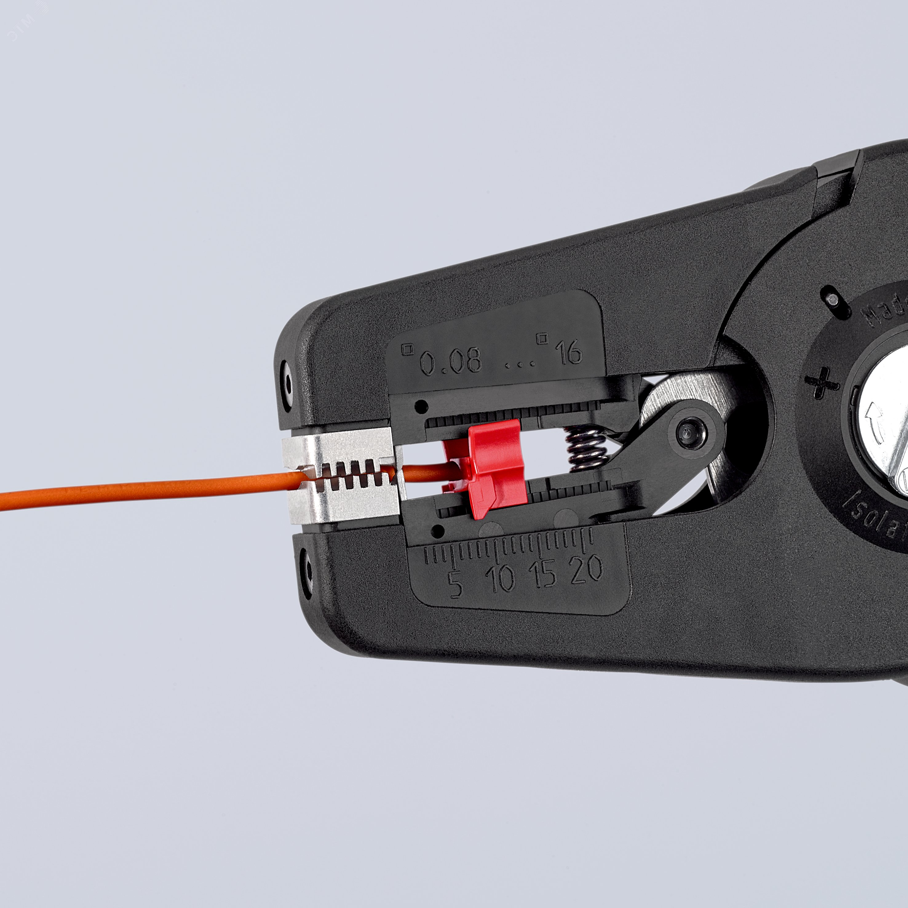 Стриппер автоматический PreciSTrip16 c кабелерезом быстросменный блок ножей зачистка: 008 - 16 мм (AWG 28 - 5) L-195 мм с держателем для торгового оборудования KN-1252195SB KNIPEX - превью 9