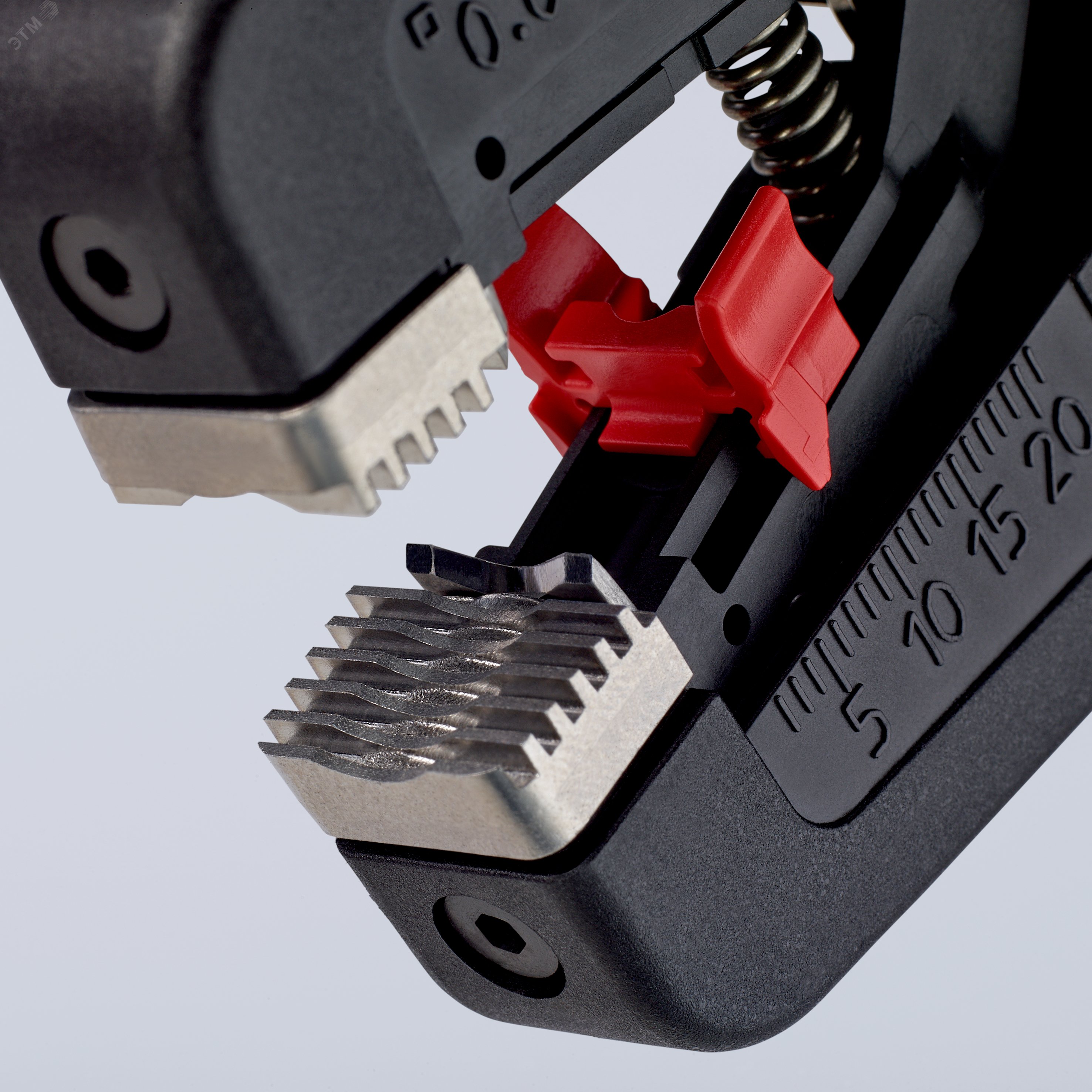 Стриппер автоматический PreciSTrip16 c кабелерезом быстросменный блок ножей зачистка: 008 - 16 мм (AWG 28 - 5) L-195 мм с держателем для торгового оборудования KN-1252195SB KNIPEX - превью 18