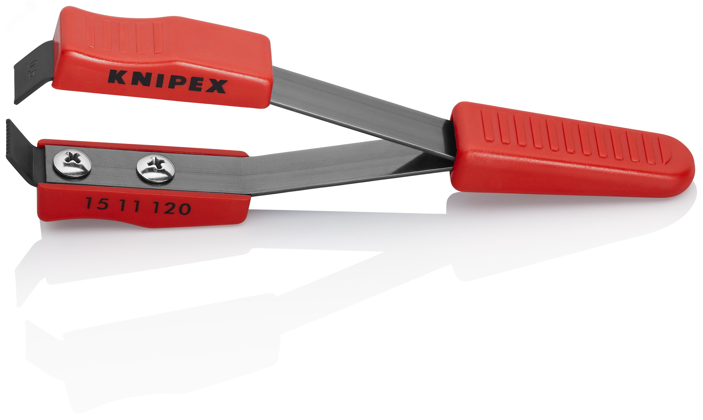 Пинцет-стриппер для удаления изолированныеующего лака с медных кабелей сменные ножи для различных параметров зачистки зачистка 06мм L=120мм пластиковые рукоятки KN-1511120 KNIPEX - превью 2