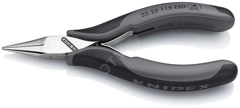 Изображение товара Плоскогубцы ЕSD захватные антистатические для электроники плоскокруглые губки L-115 мм 2-компонентные рукоятки блистер (шт)