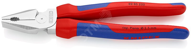 Изображение товара Плоскогубцы комбинированные KNIPEX 0205225 с режущими кромками 63 HRC