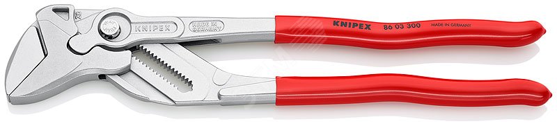 Клещи переставныеавные - гаечный ключ 60 мм (2 3/8) L-300 мм Cr-V хромированные обливные рукоятки KN-8603300 KNIPEX - превью 2