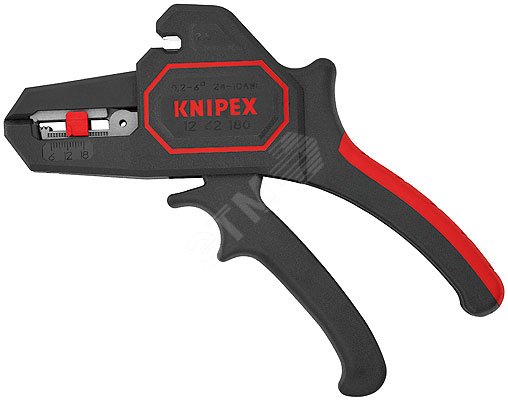 Стриппер автоматический зачистка 02-6мм (AWG 24-10) резка - кабеля 25мм L=195мм рукоятки с зоной мягкого пластика для надежного хвата блистер KN-1262180SB KNIPEX - превью