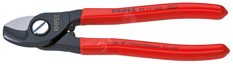 Кабелерез резка - кабель 15мм (50мм AWG 1/0) L=165мм обливные рукоятки блистер цвет черный KN-9511165SB KNIPEX - превью