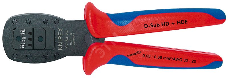 Изображение товара Пресс-клещи для миниатюрных штекеров D-Sub и HDE 0,03-0,56 мм² KNIPEX