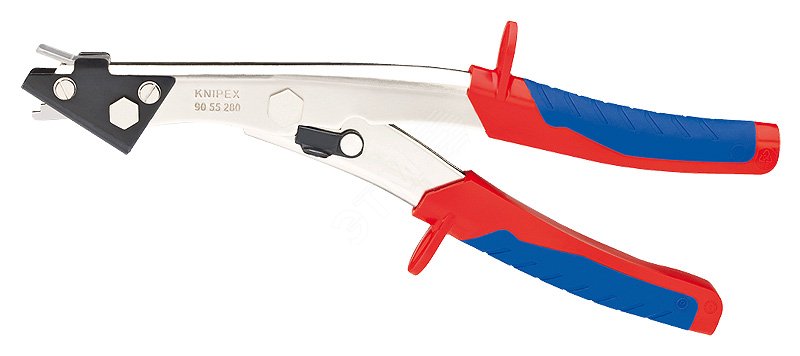 Ножницы просечные по листовому металлу (клещи высечные) рез: сталь медь алюминий 12 мм пластик 2 мм L-280 мм 2-компонентные рукоятки KN-9055280 KNIPEX - превью