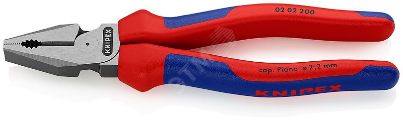 Изображение товара Плоскогубцы комбинированные резка 200мм KNIPEX с твердостью 63 HRC и двухкомпонентными рукоятками