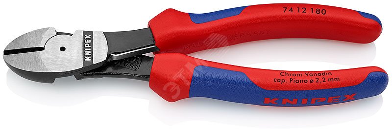 Бокорезы с пружиной резка - проволока средней твердости 38мм твердая проволока 27мм рояльная струна (HRC 59) 22мм L=180мм двухкомпонентные рукоятки блистер цвет черный