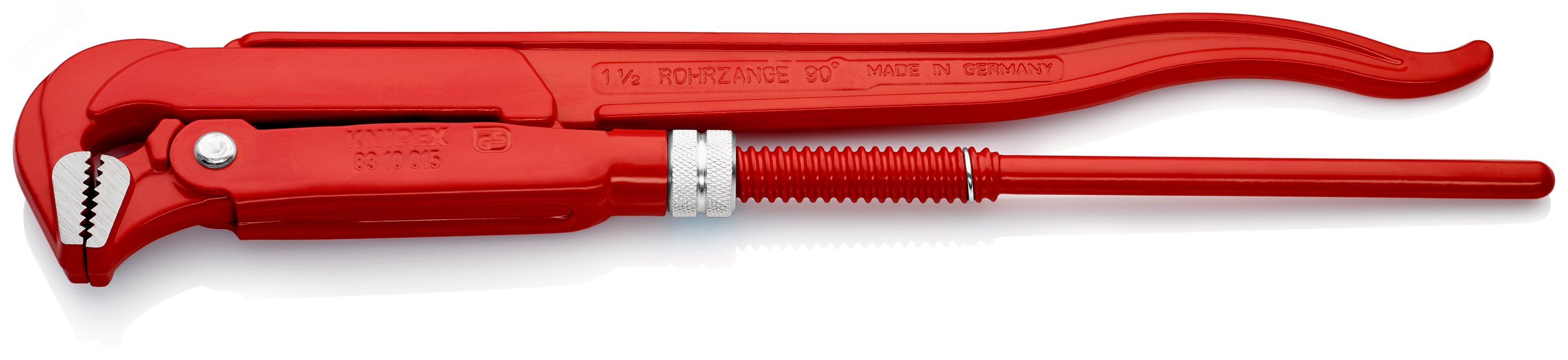 Ключ трубный 1 1/2 шведского типа прямые губки 90° 60 мм (2 3/8) L-420 мм Cr-V многоэтапная закалка в масле KN-8310015 KNIPEX - превью 2