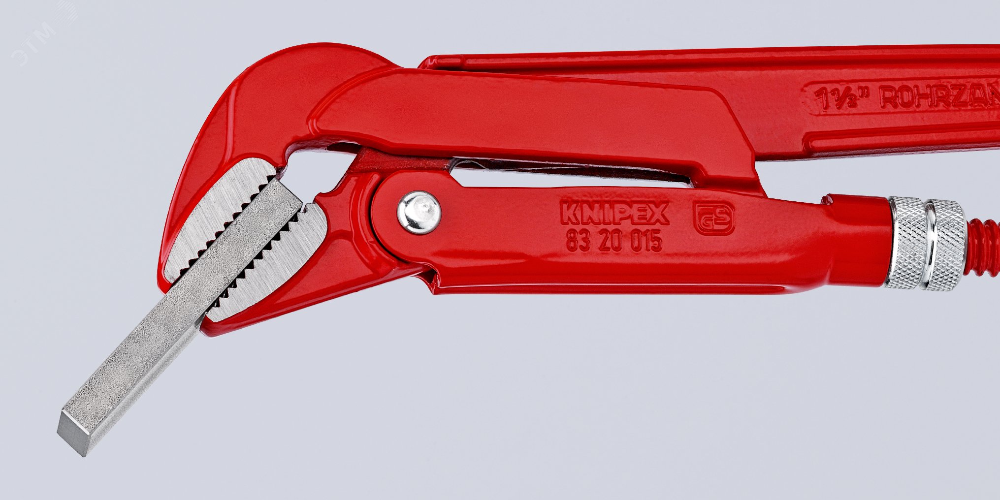 Ключ трубный 1 шведского типа прямые губки 45° 42 мм (1 3/8) L-320 мм Cr-V многоэтапная закалка в масле KN-8320010 KNIPEX - превью 4