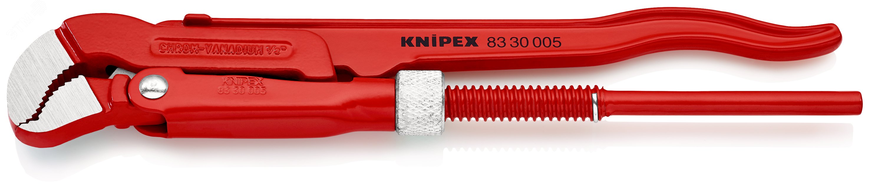 Ключ трубный 1/2 S-образные тонкие губки 35 мм (1 1/2) L-245 мм Cr-V многоэтапная закалка в масле KN-8330005 KNIPEX - превью 2