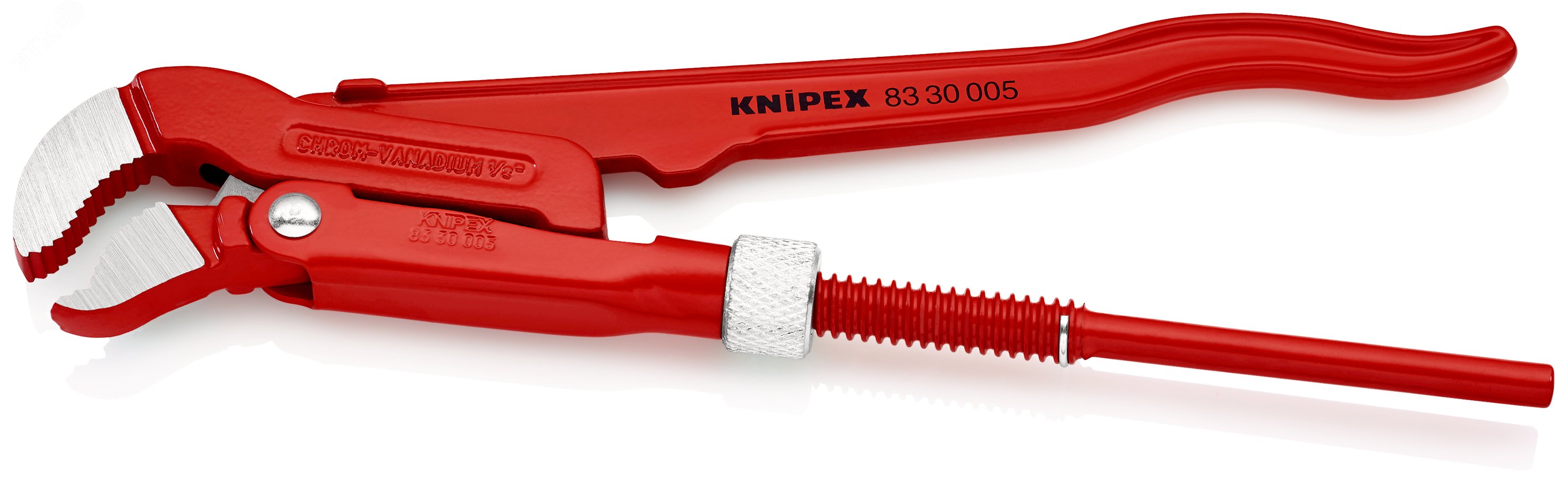 Ключ трубный 1/2 S-образные тонкие губки 35 мм (1 1/2) L-245 мм Cr-V многоэтапная закалка в масле KN-8330005 KNIPEX - превью 3