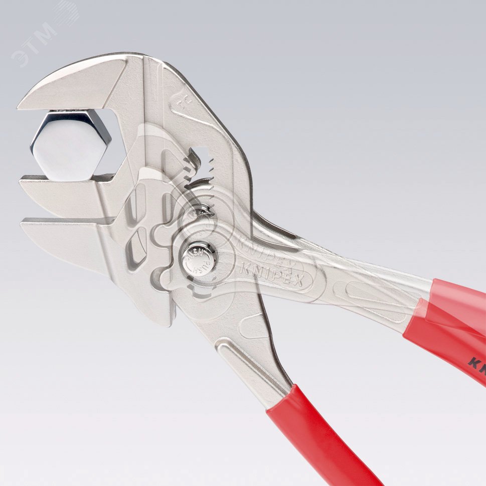 Клещи переставныеавные - гаечный ключ 27 мм (1) L-150 мм Cr-V хромированные обливные рукоятки блистер KN-8603150SB KNIPEX - превью 8