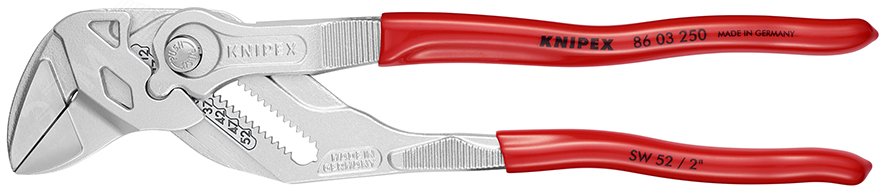 Клещи переставныеавные - гаечный ключ 52 мм (2) L-250 мм Cr-V хромированные обливные рукоятки блистер KN-8603250SB KNIPEX - превью 4