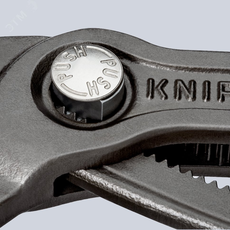 Клещи переставные COBRA сантехнические с фиксатором 70 мм (2 3/4) под ключ 60 мм L-300 мм Cr-V серые 2-компонентные рукоятки блистер KN-8702300SB KNIPEX - превью 6