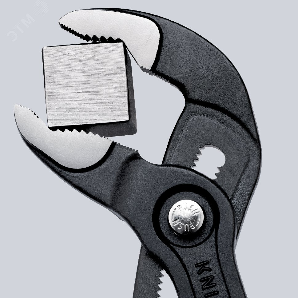 Клещи переставные COBRA сантехнические с фиксатором 50 мм (2) под ключ 46 мм L-250 мм Cr-V серые 2-компонентные рукоятки крепление для страховки блистер KN-8702250TBK KNIPEX - превью 9