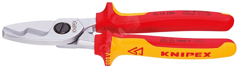 Изображение товара Кабелерез с двойными режущими кромками резка - кабель 20мм (70мм AWG 2/0) L=200мм хромированный 2-компонентные рукоятки (шт)